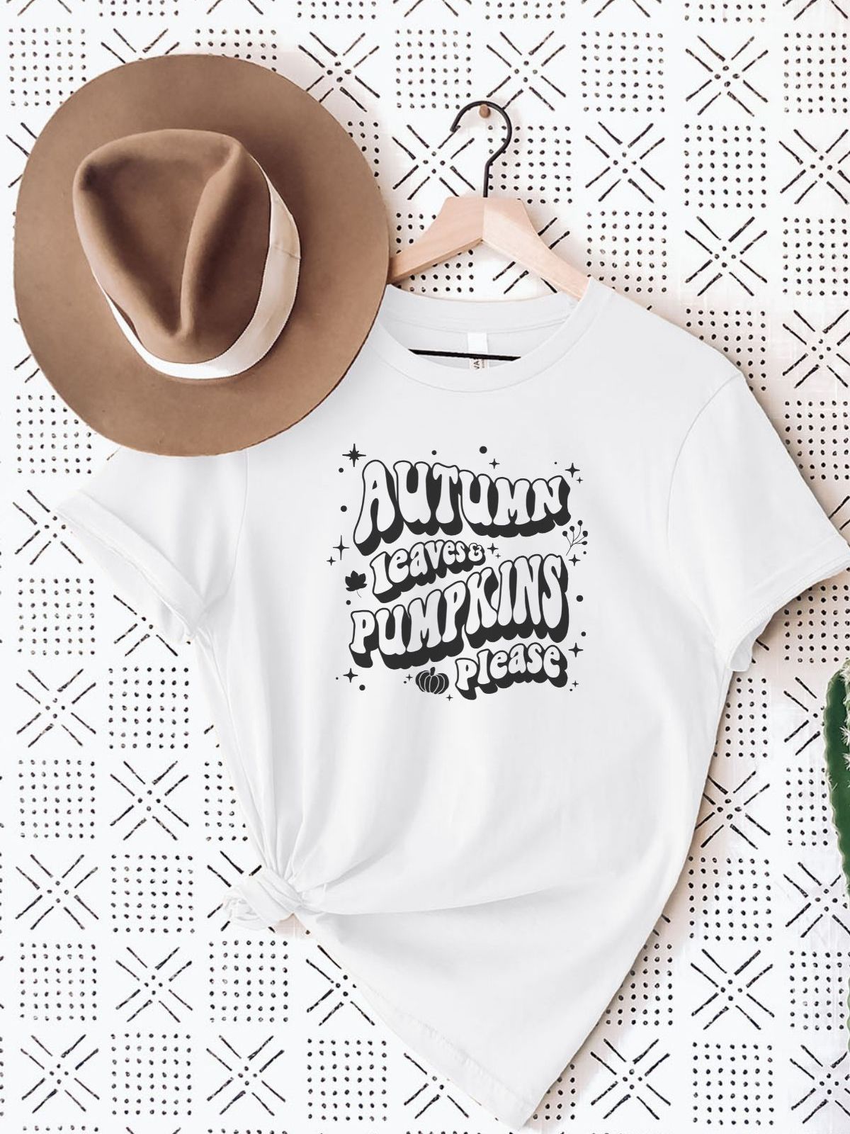 Autumn Leaves Pumpkins Womens Tee Fall