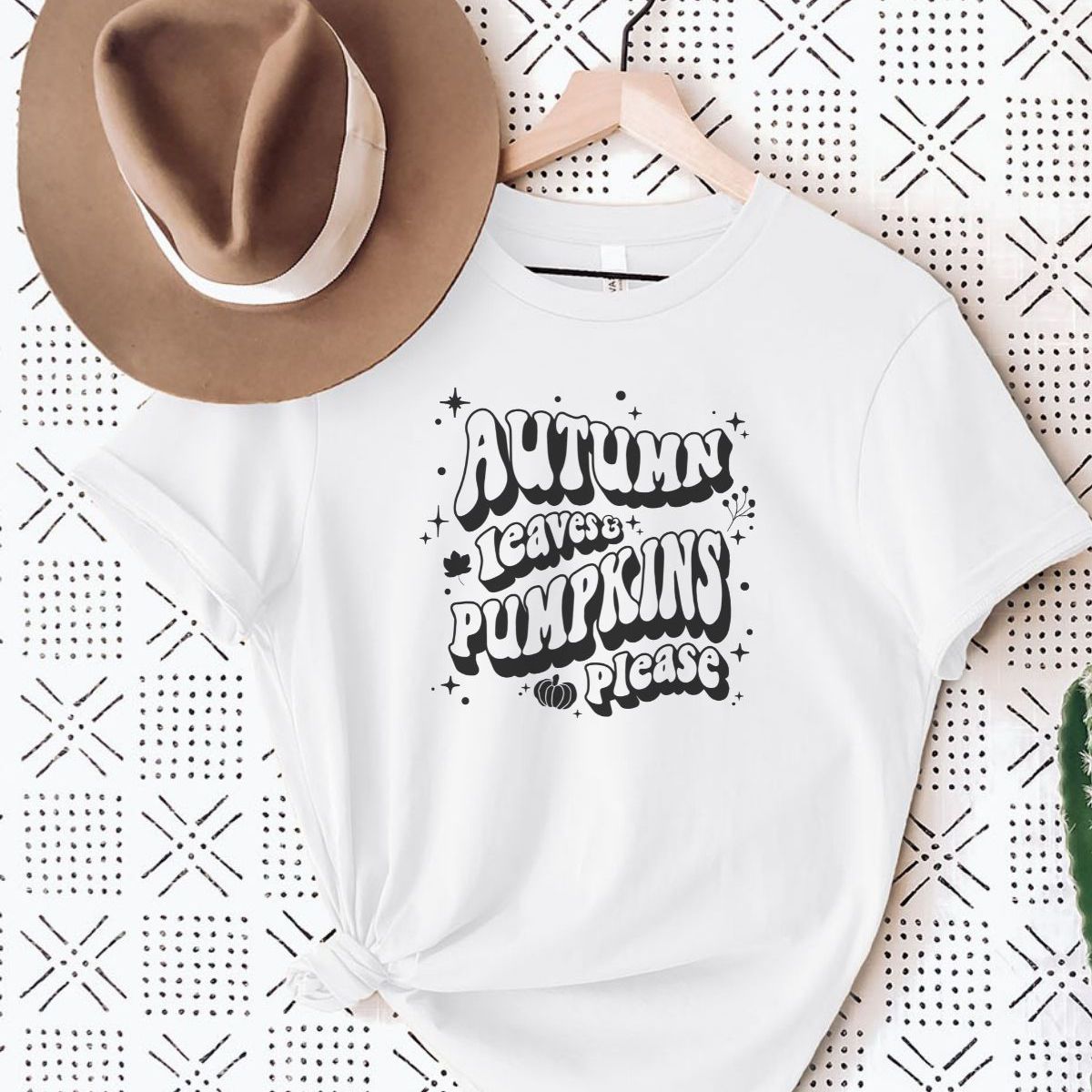 Autumn Leaves Pumpkins Womens Tee Fall