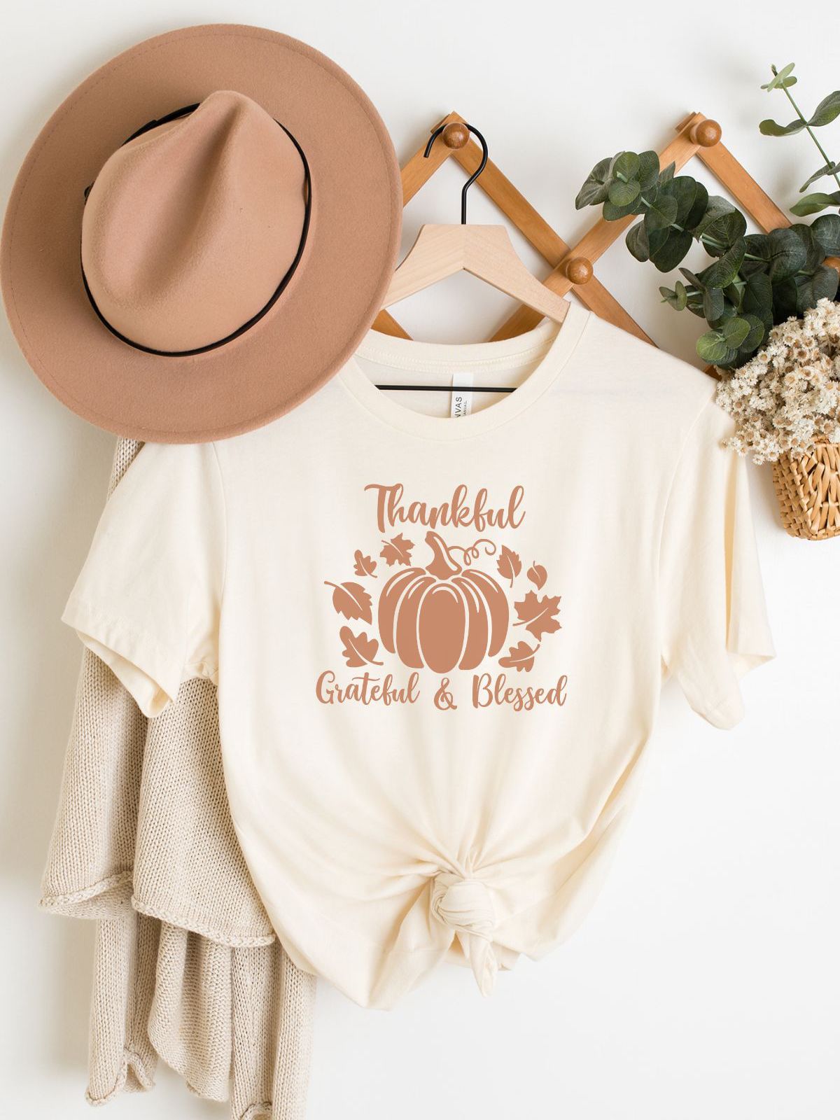 Thankful Womens T-Shirt Thanksgiving