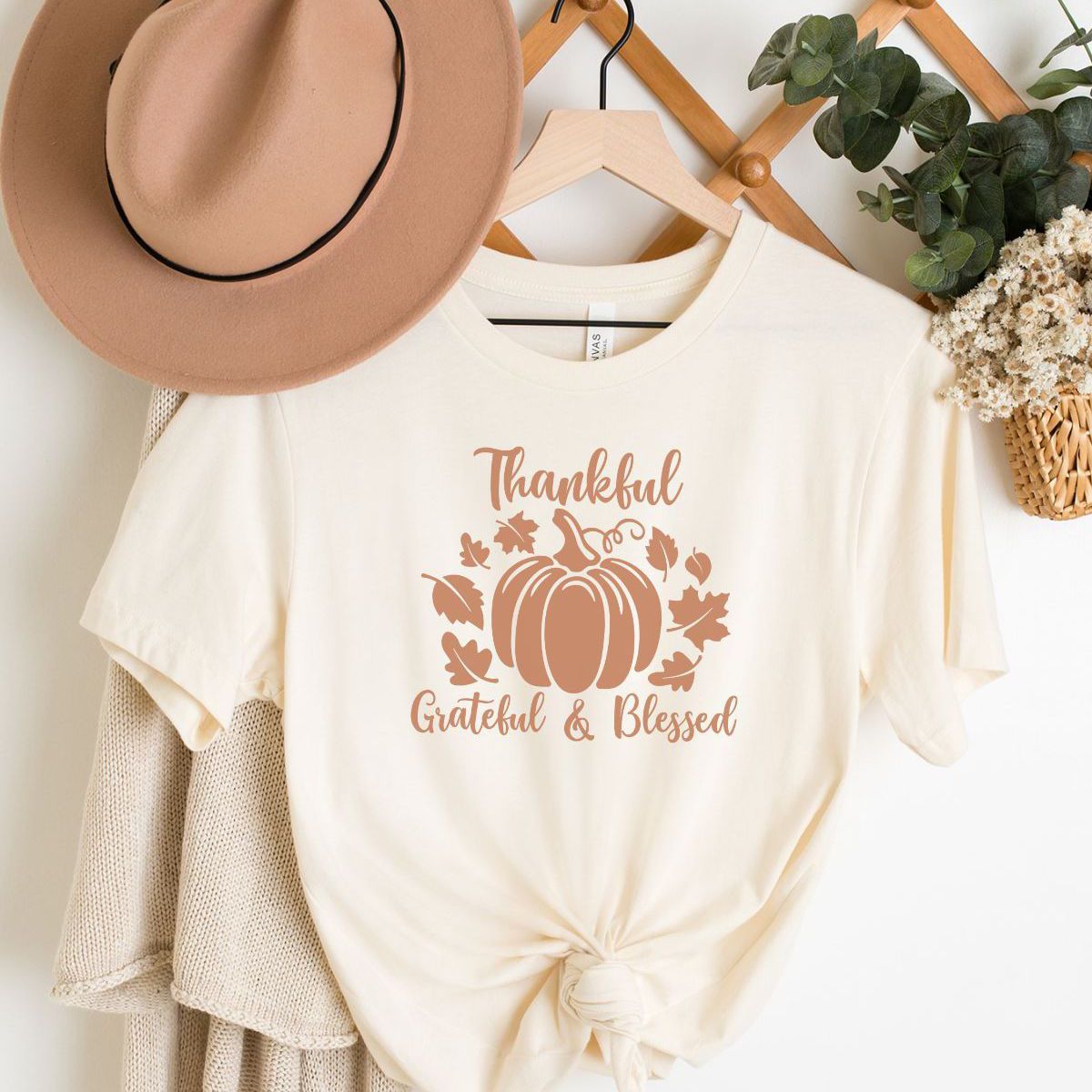 Thankful Womens T-Shirt Thanksgiving