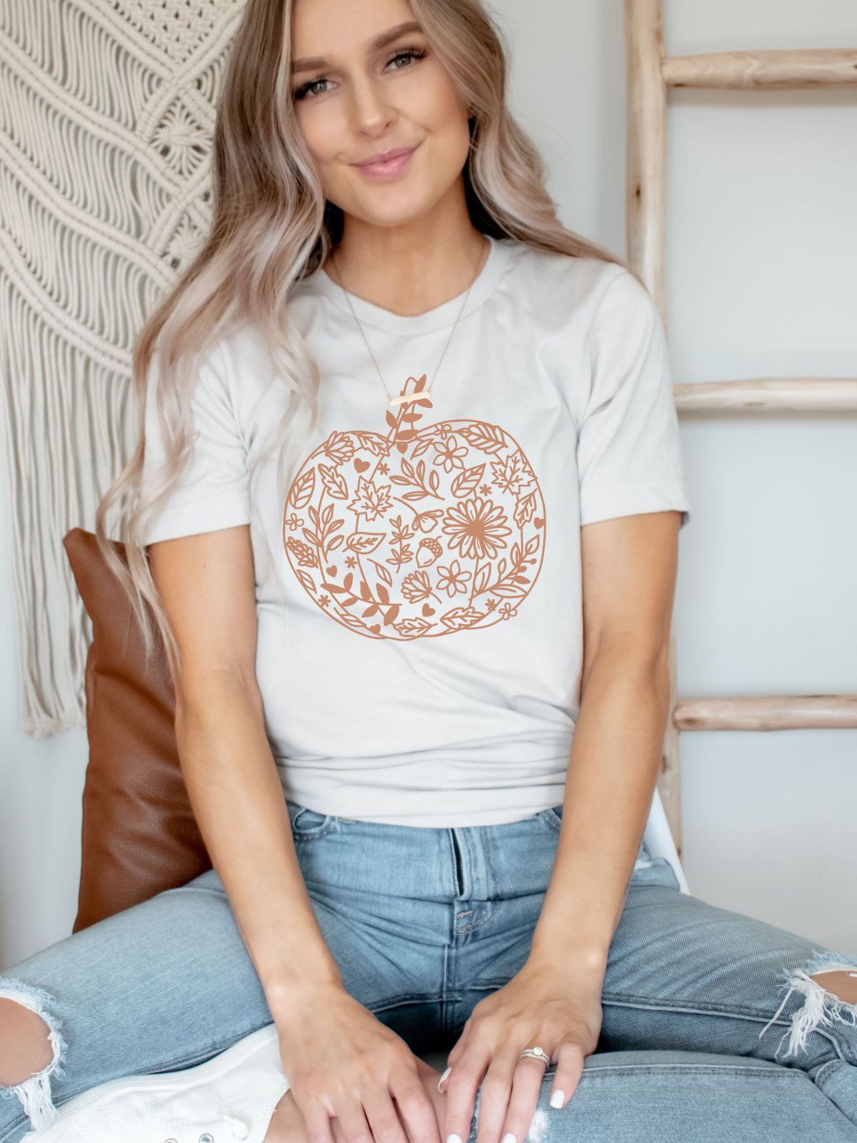 Floral Pumpkin Graphic TShirt