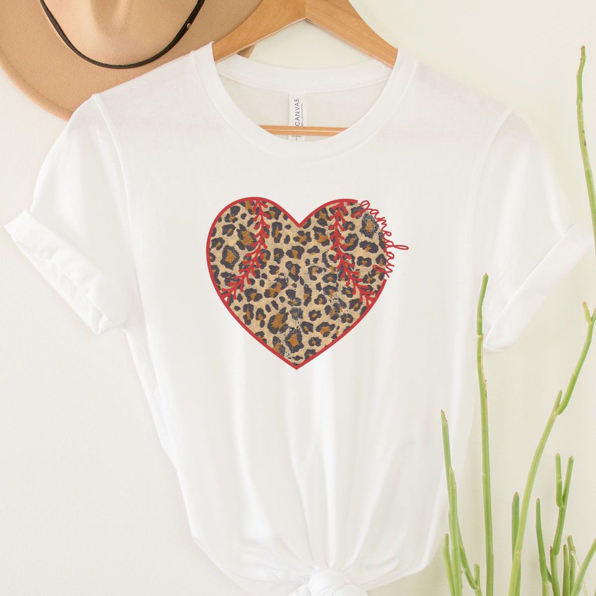 Leopard Heart Womens T-Shirt Gameday
