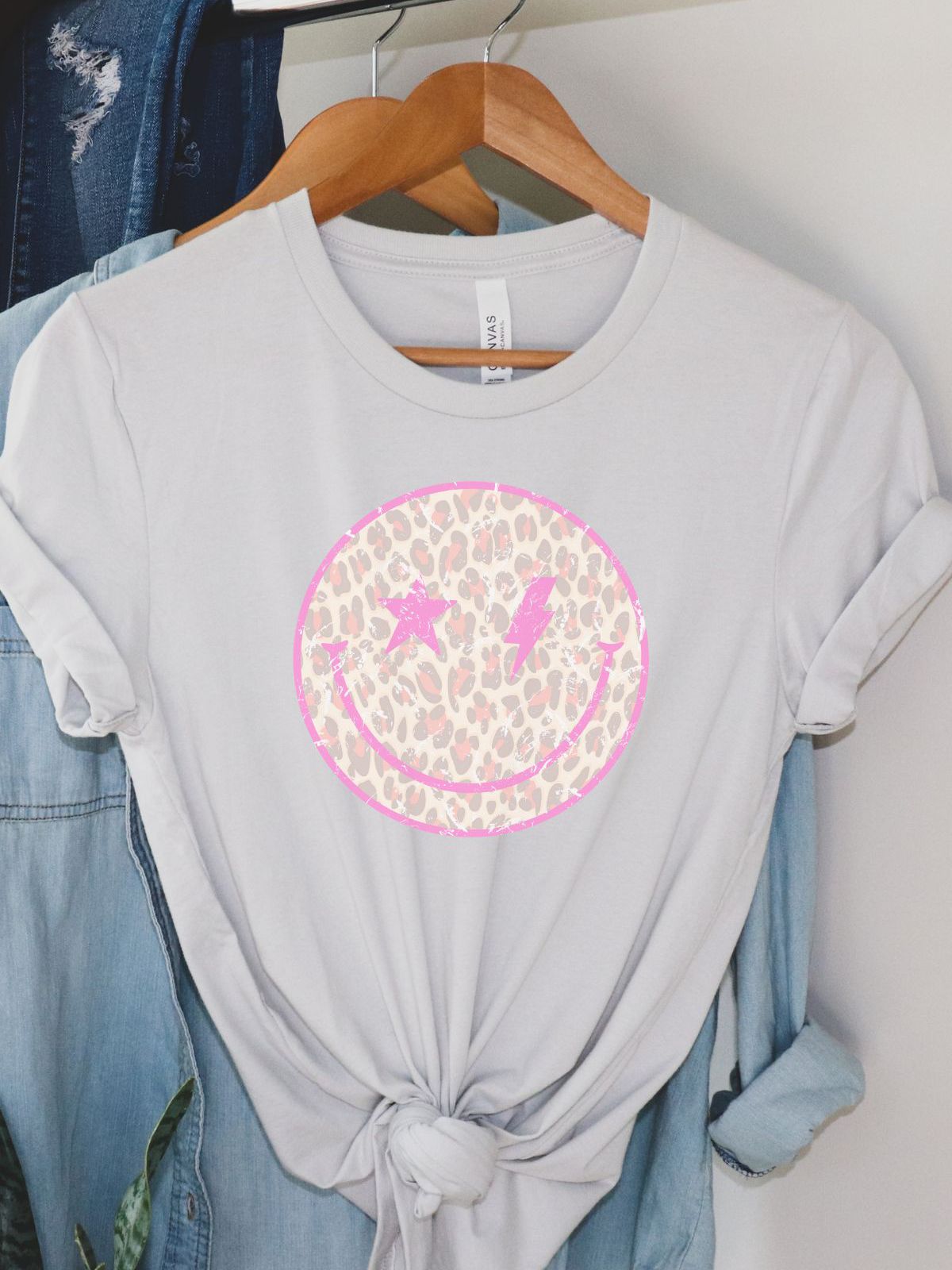 Leopard Smiley Face Womens T-Shirt Fun