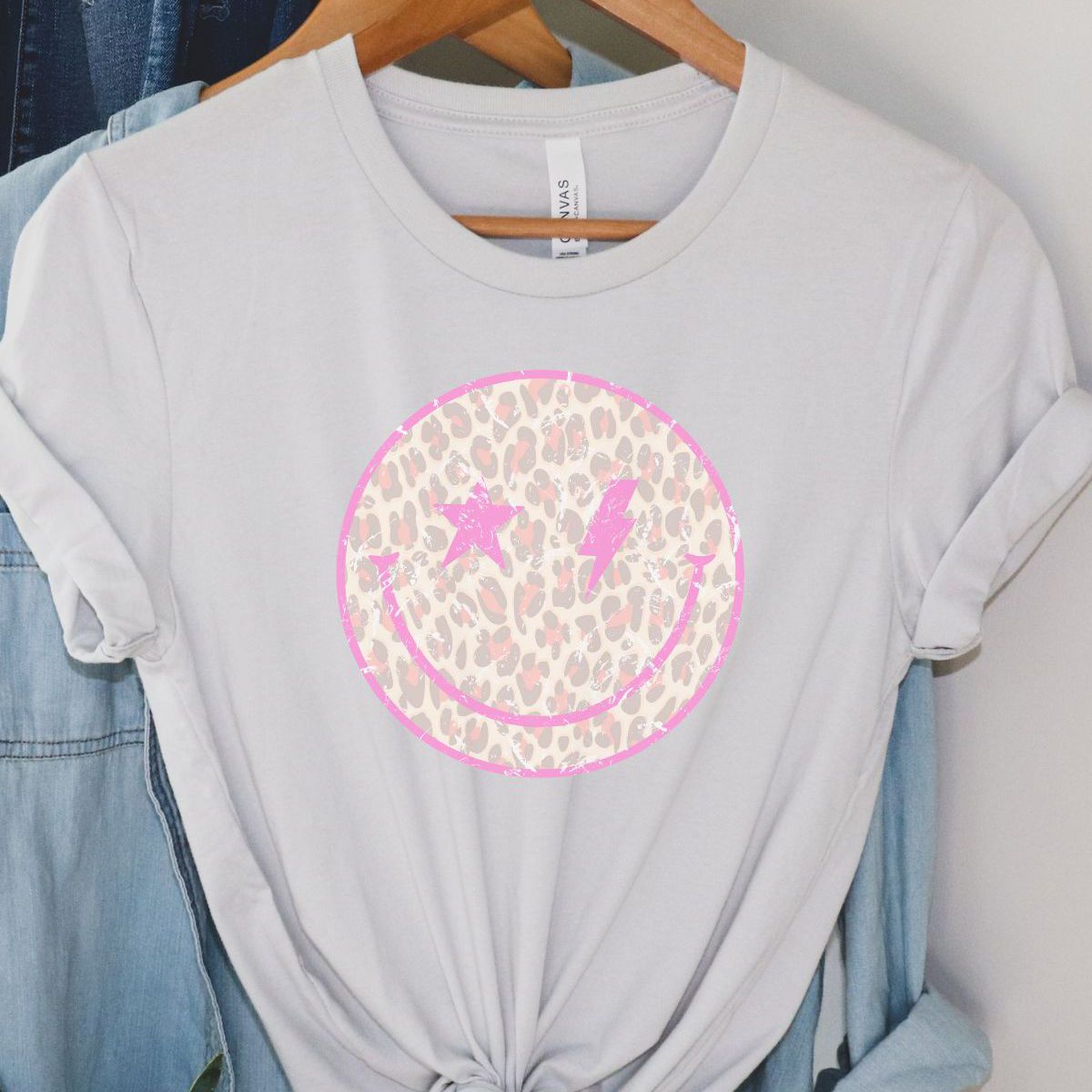Leopard Smiley Face Womens T-Shirt Fun