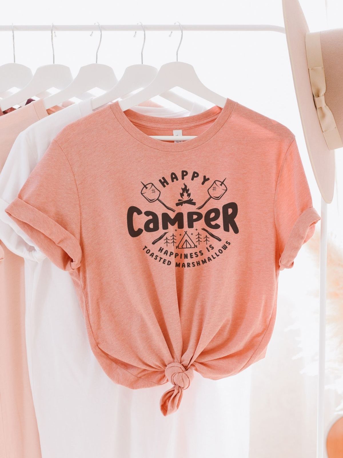 Happy Camper Womens T-Shirt Camping