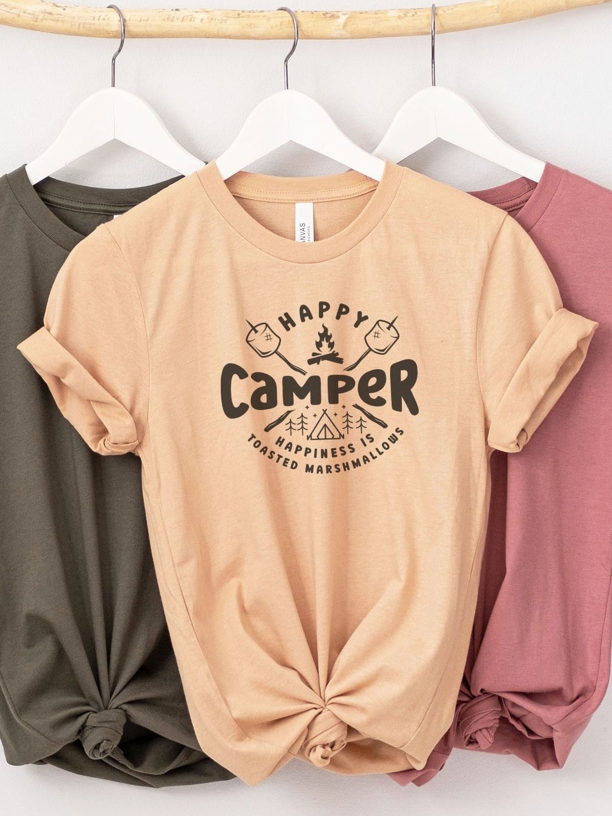 Happy Camper Womens T-Shirt Camping