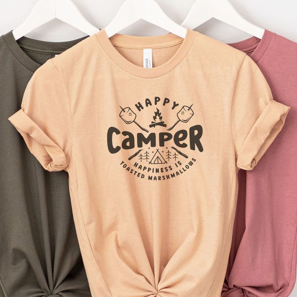 Happy Camper Womens T-Shirt Camping