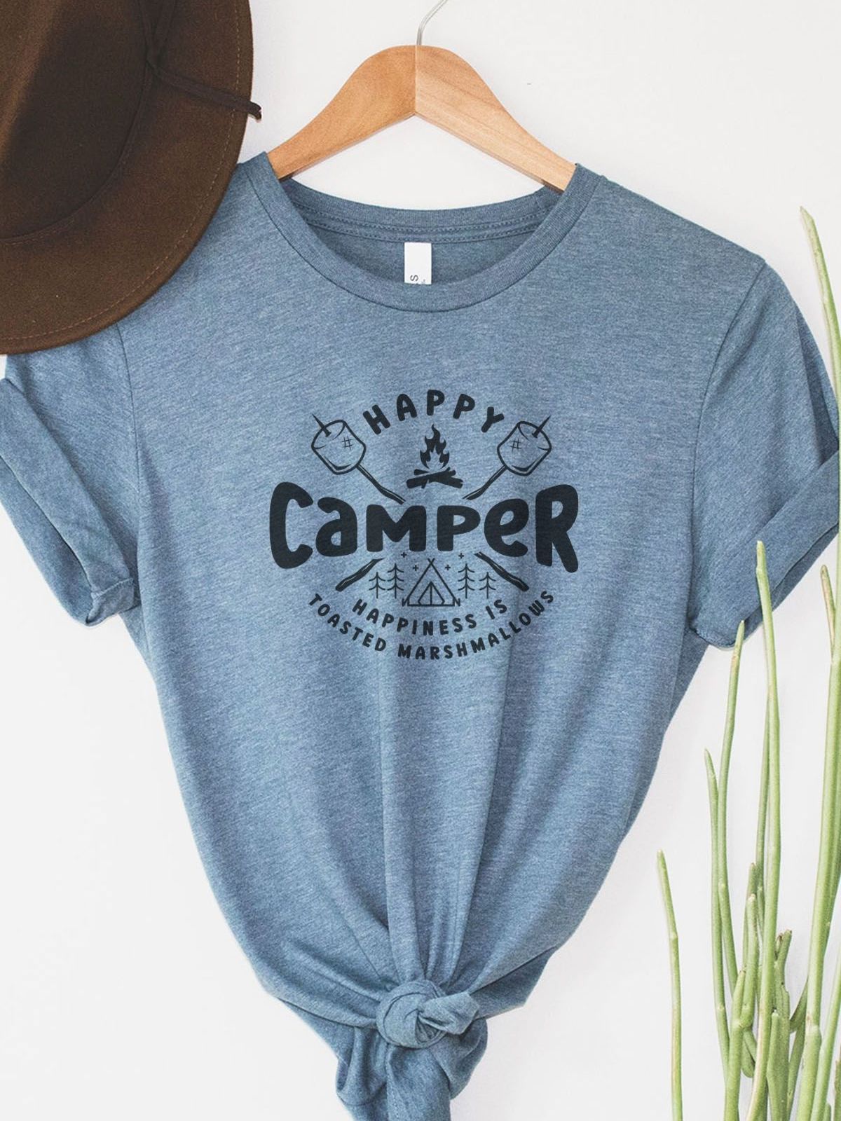 Happy Camper Womens T-Shirt Camping