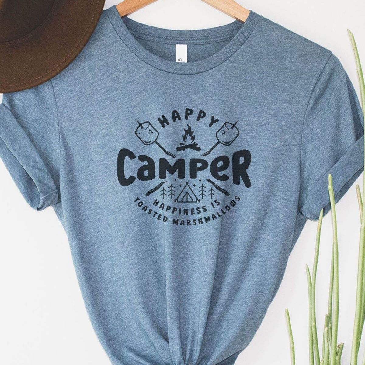Happy Camper Womens T-Shirt Camping