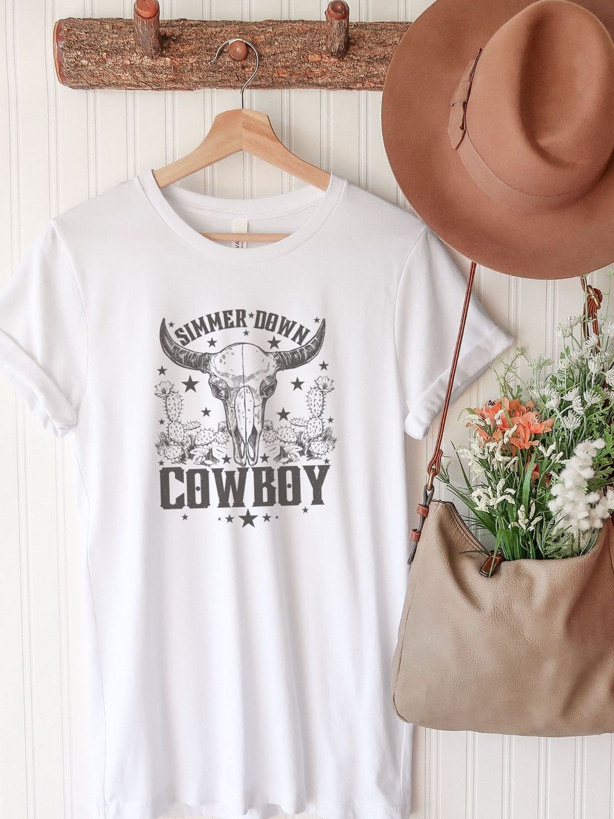 Simmer Down Cowboy Womens T-Shirt Western