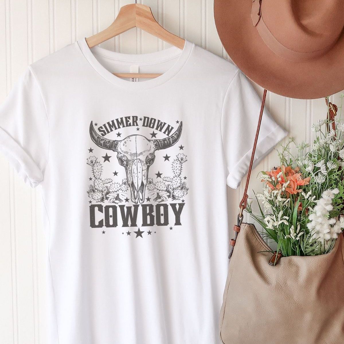 Simmer Down Cowboy Womens T-Shirt Western