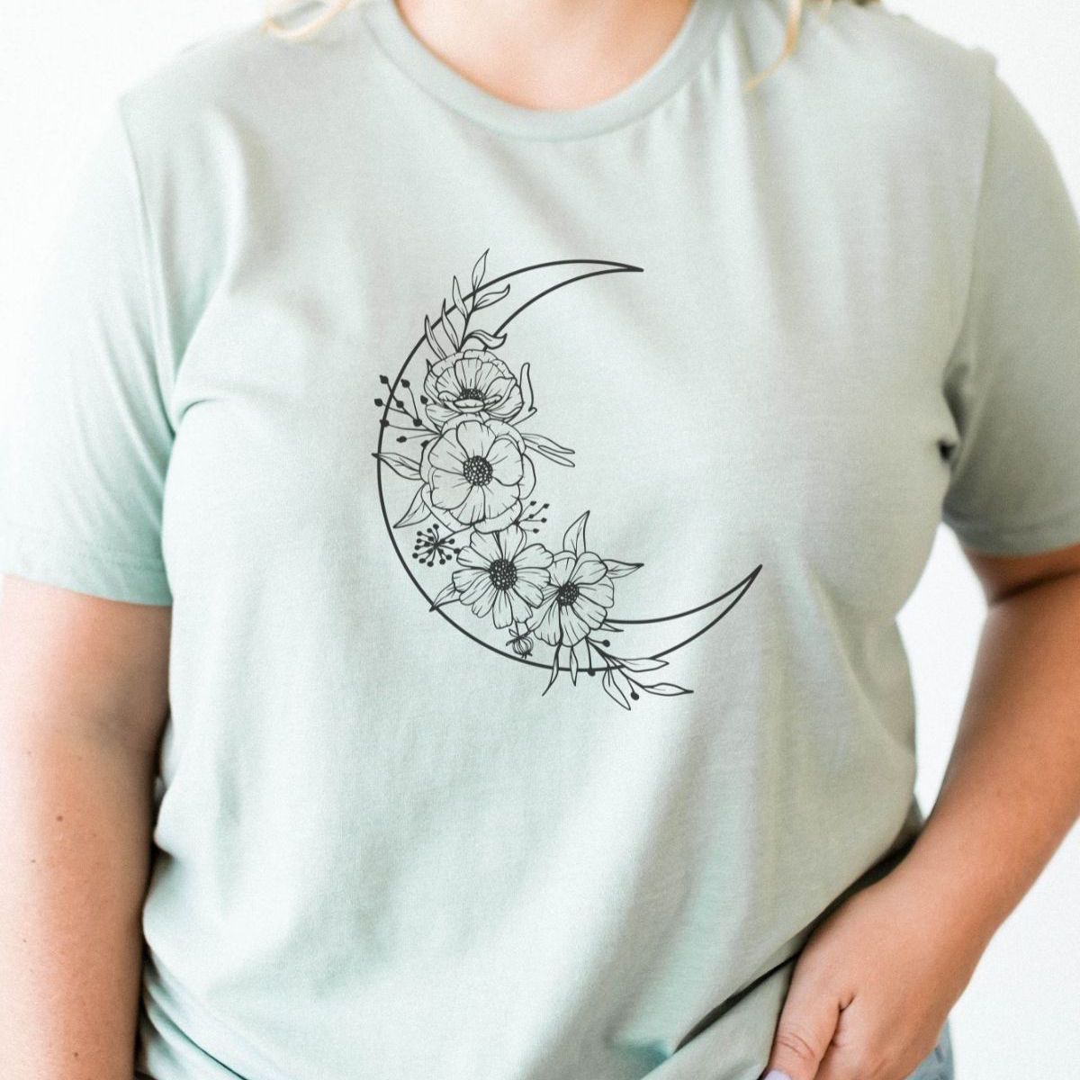 Floral Moon Women T-shirt Spring