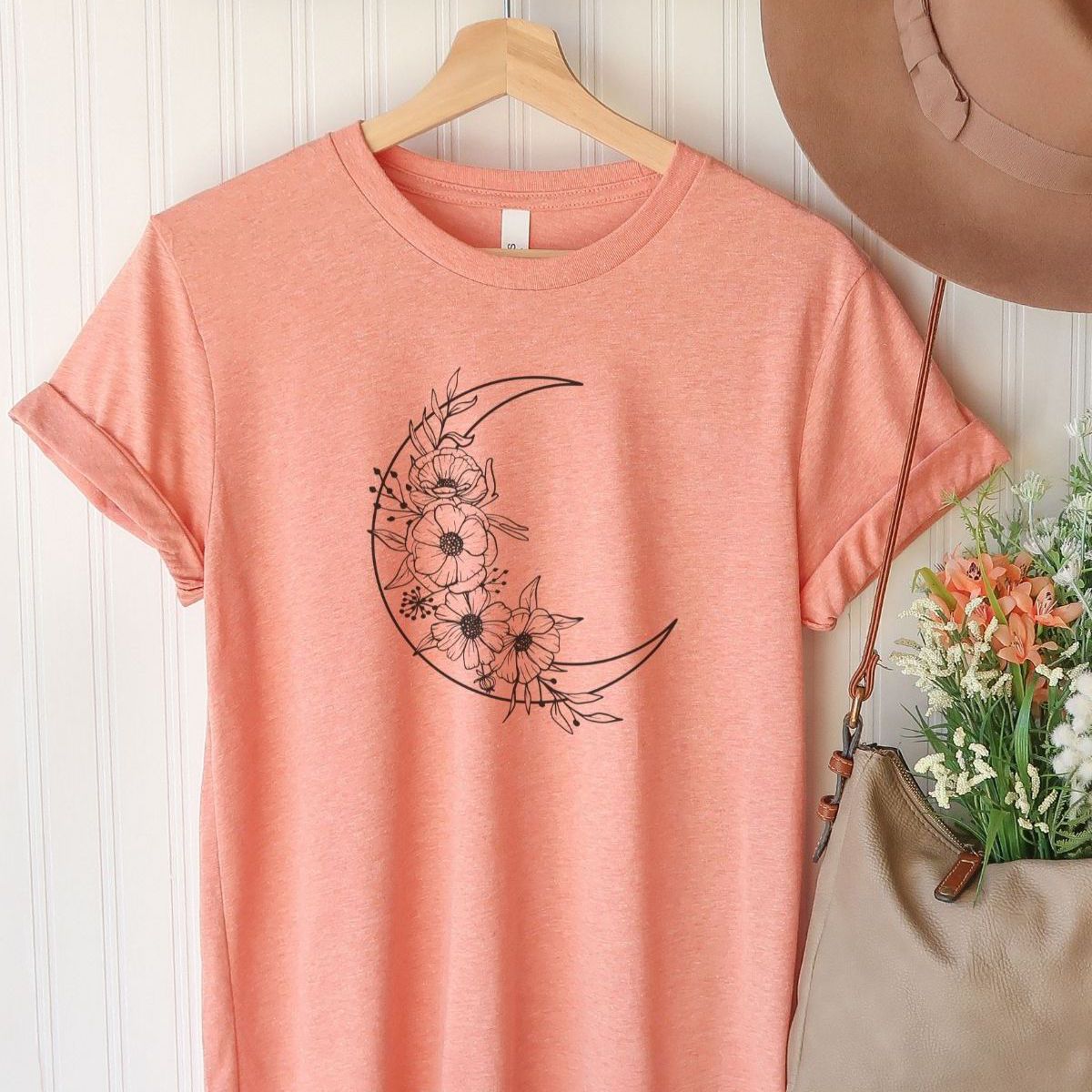 Floral Moon Women T-shirt Spring