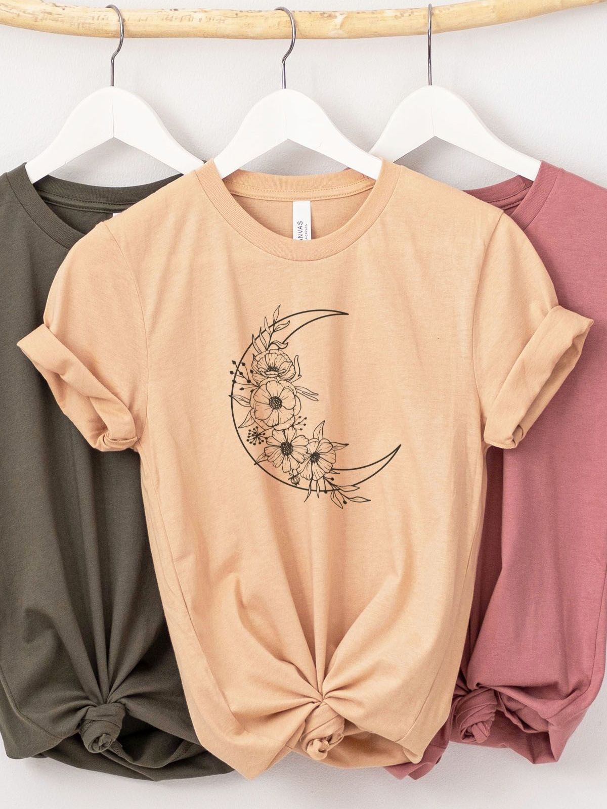 Floral Moon Women T-shirt Spring