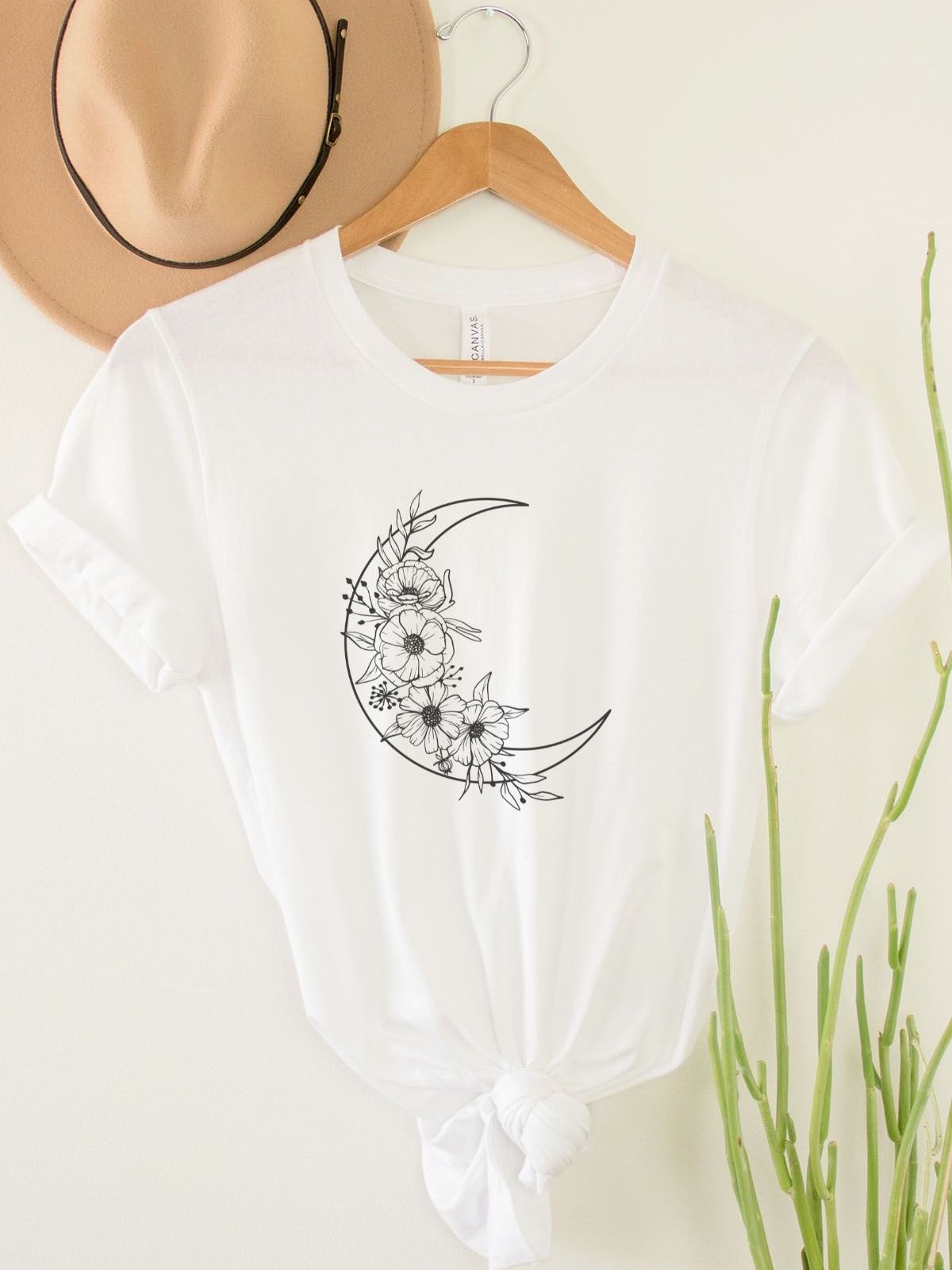 Floral Moon Women T-shirt Spring