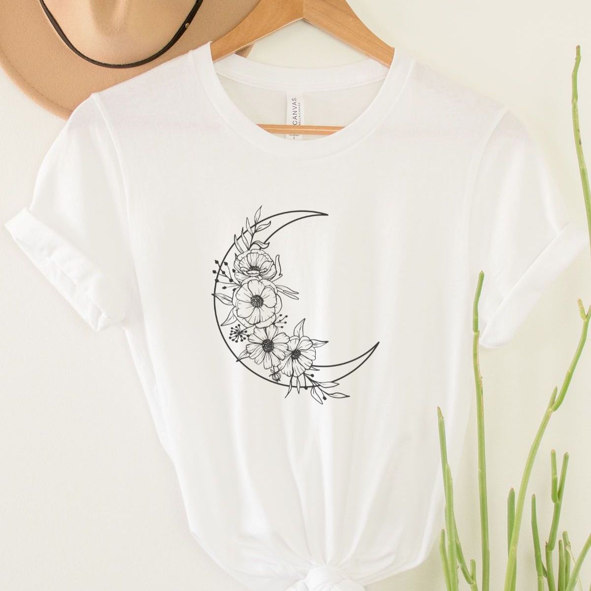Floral Moon Women T-shirt Spring