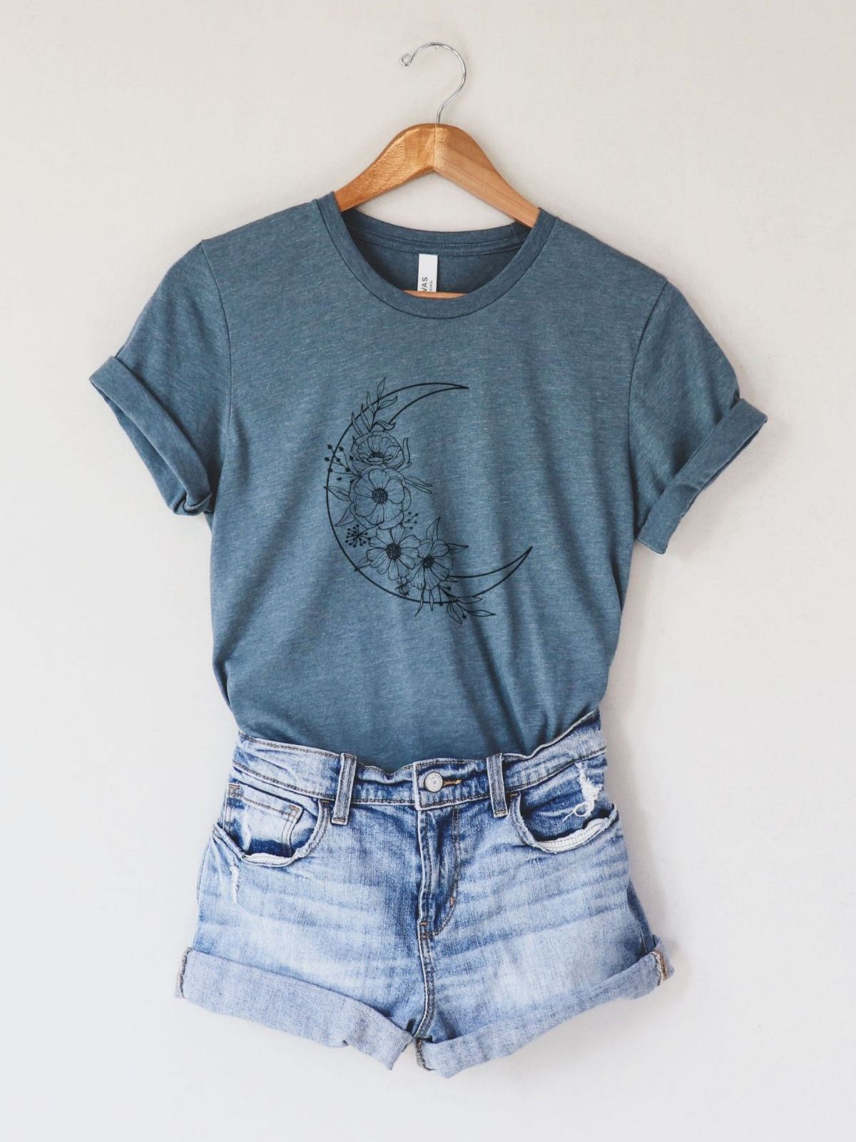 Floral Moon Women T-shirt Spring