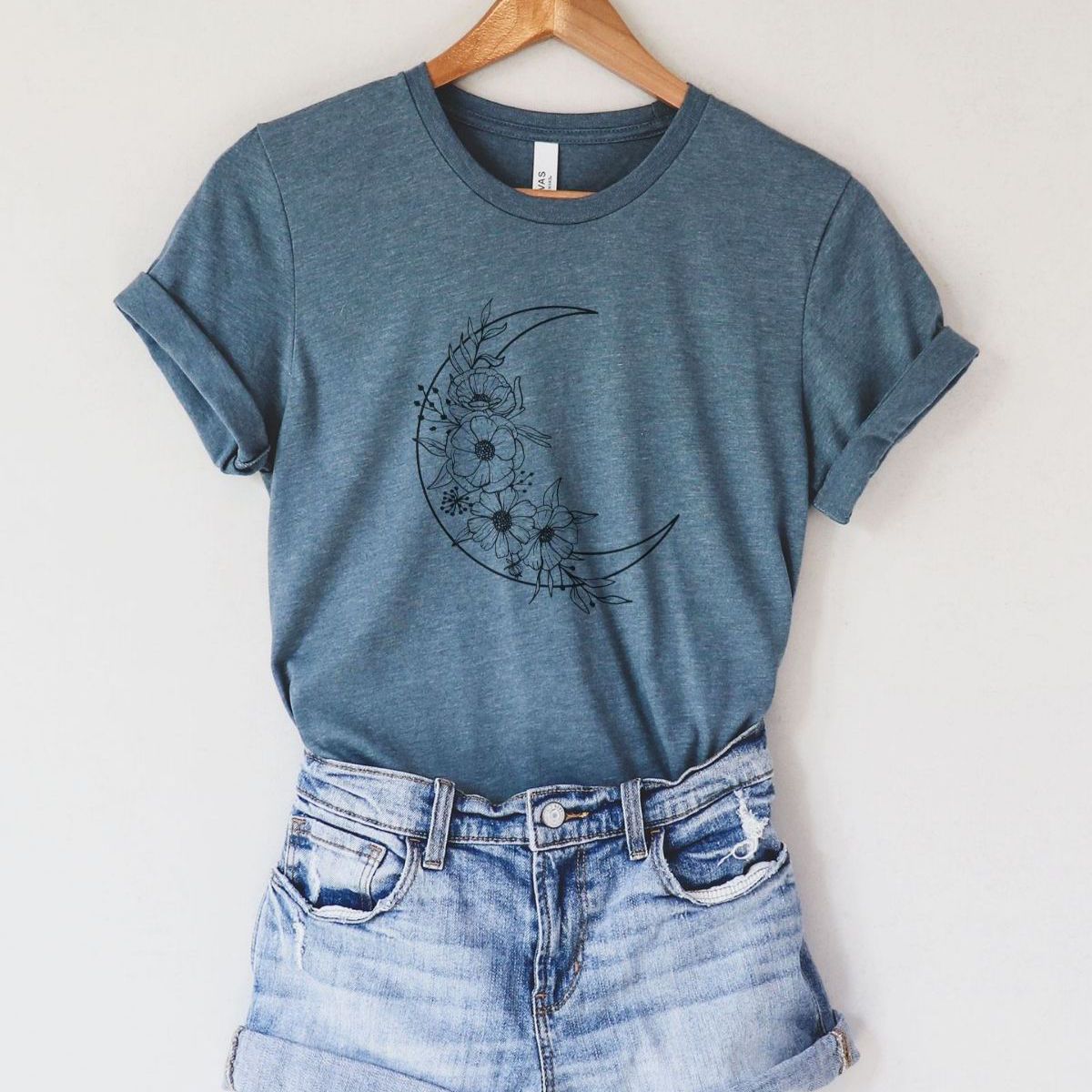 Floral Moon Women T-shirt Spring