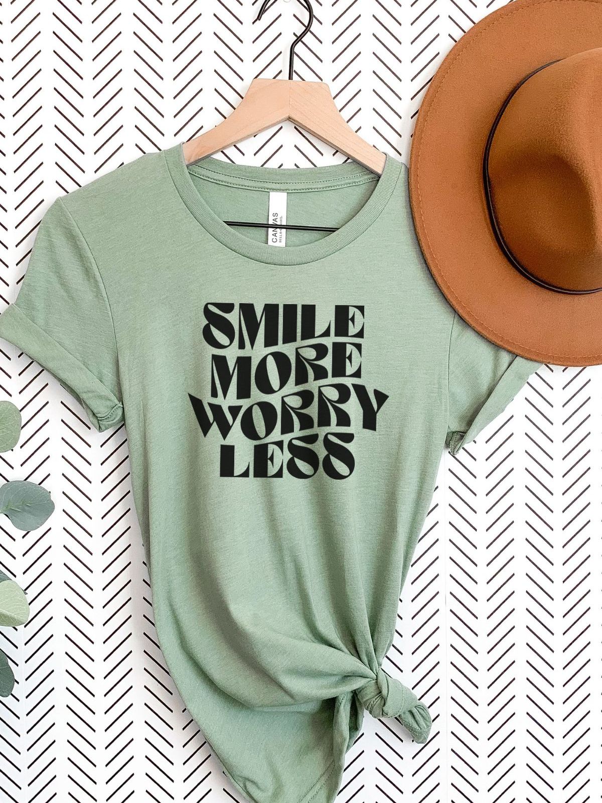 Smile More Worry Less Women'S T-Shirt Casual
