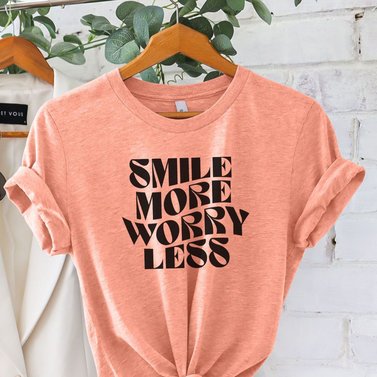Smile More Worry Less Women'S T-Shirt Casual