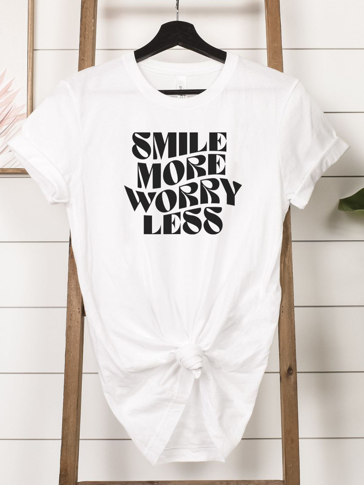 Smile More Worry Less Women'S T-Shirt Casual
