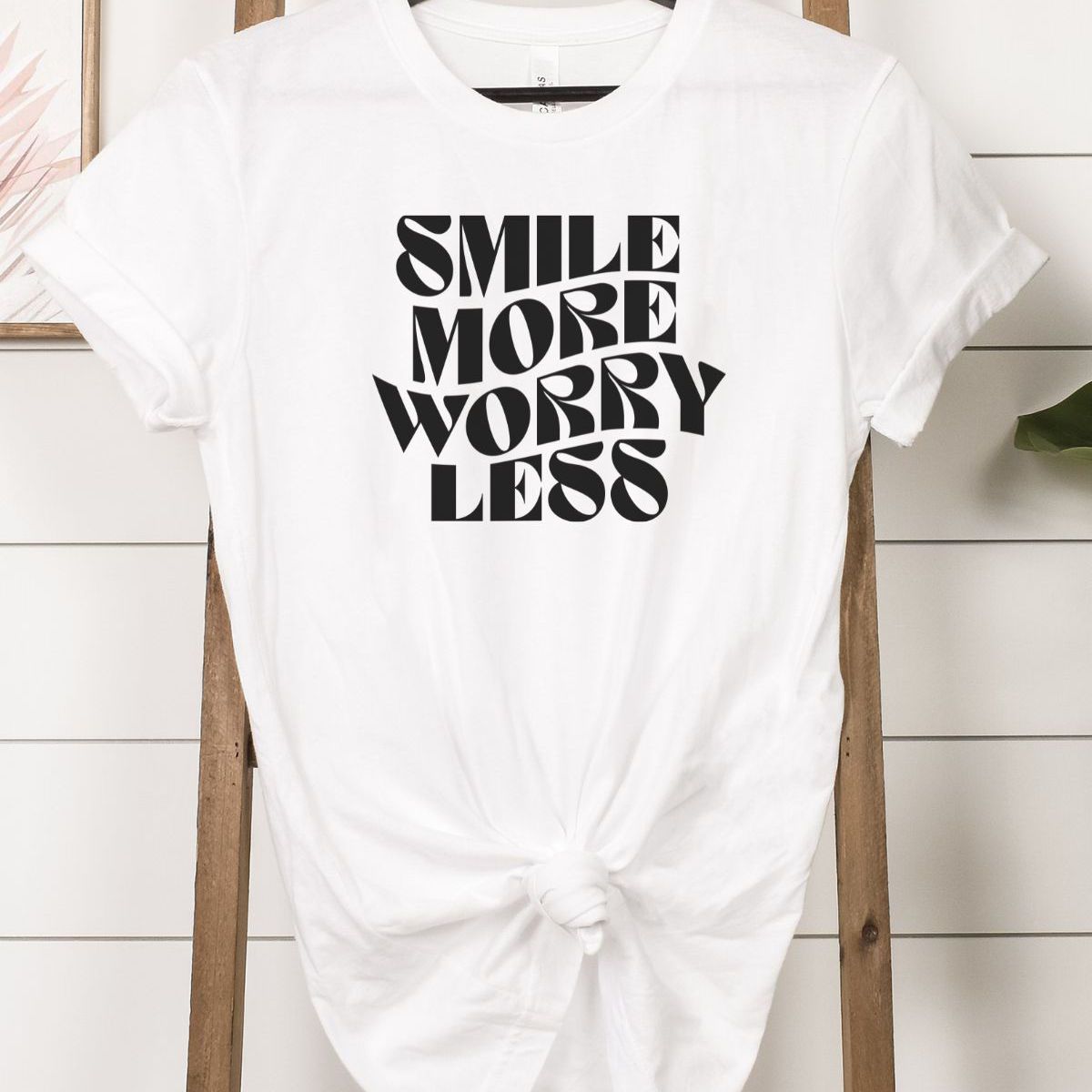 Smile More Worry Less Women'S T-Shirt Casual