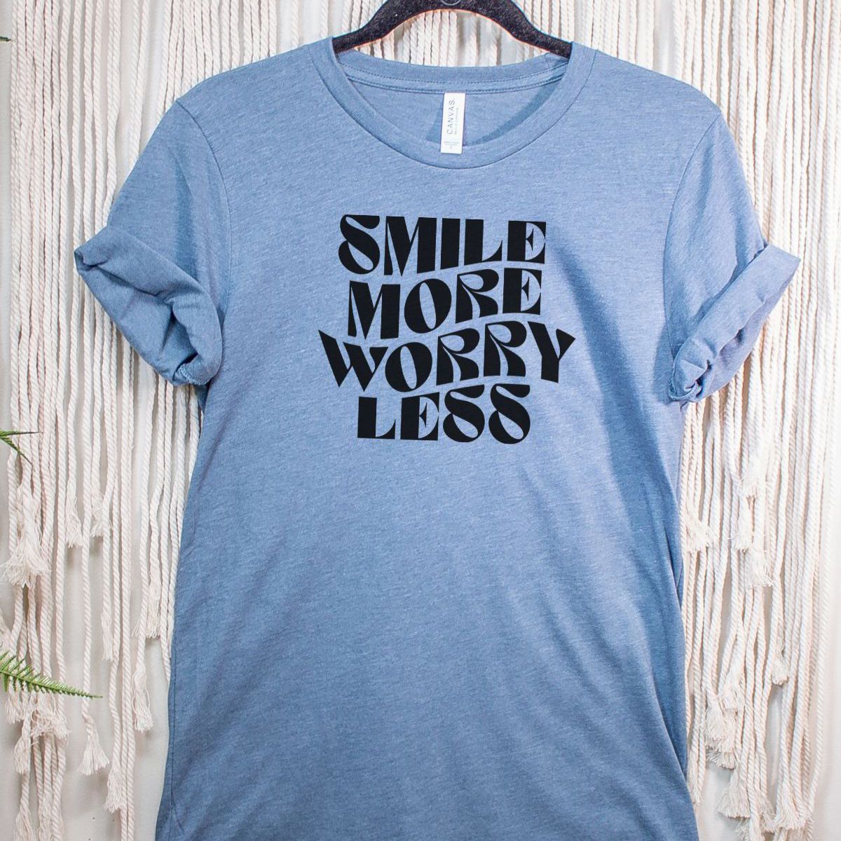 Smile More Worry Less Women'S T-Shirt Casual