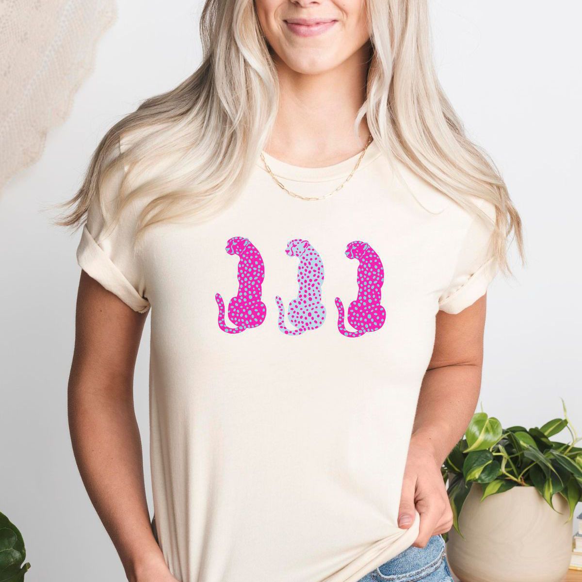 Pink Leopard Women's T-Shirt Casual