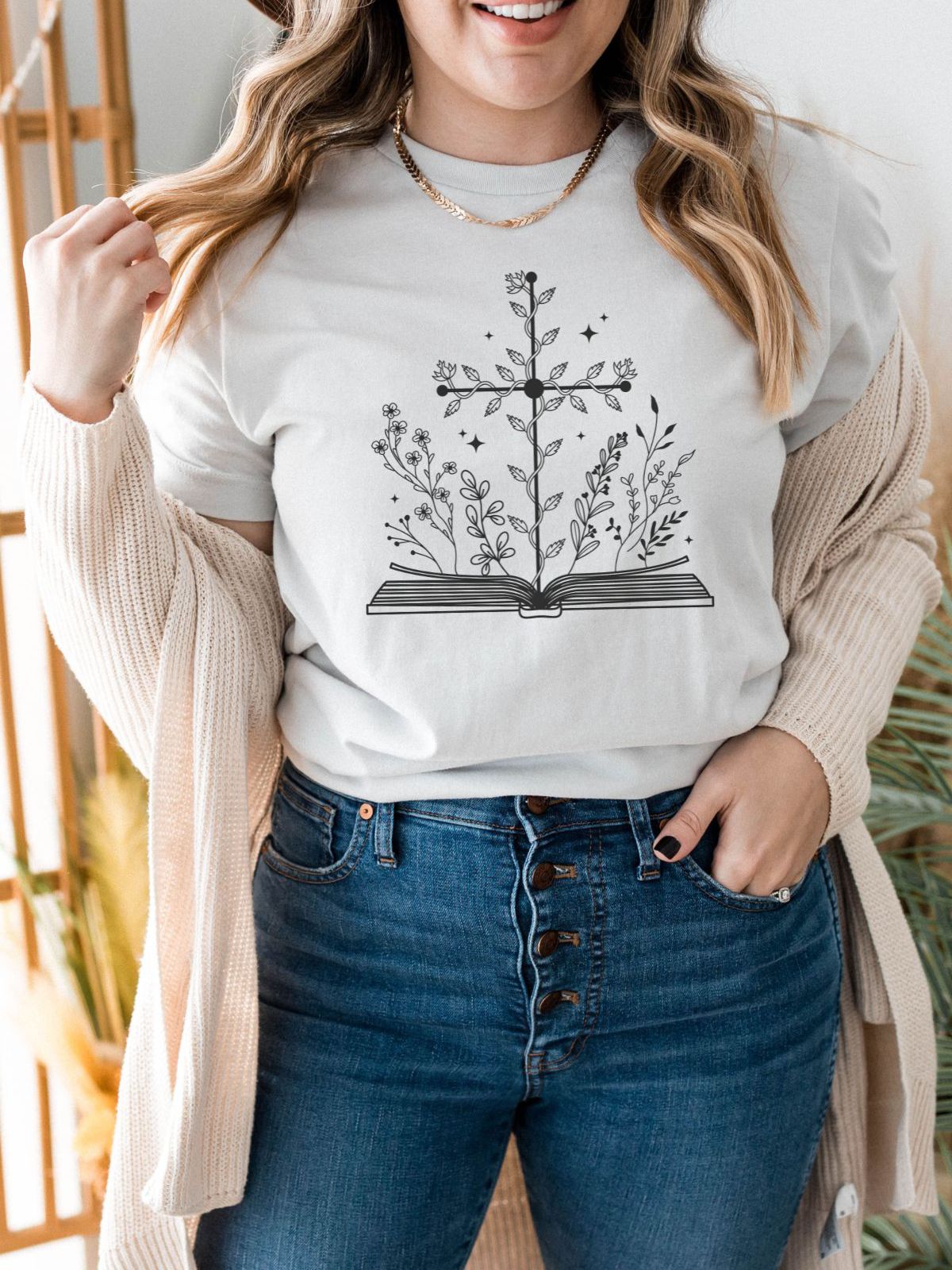 Floral Bookmark Womens T-Shirt Casual Spring