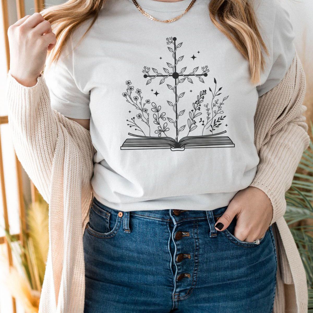 Floral Bookmark Womens T-Shirt Casual Spring