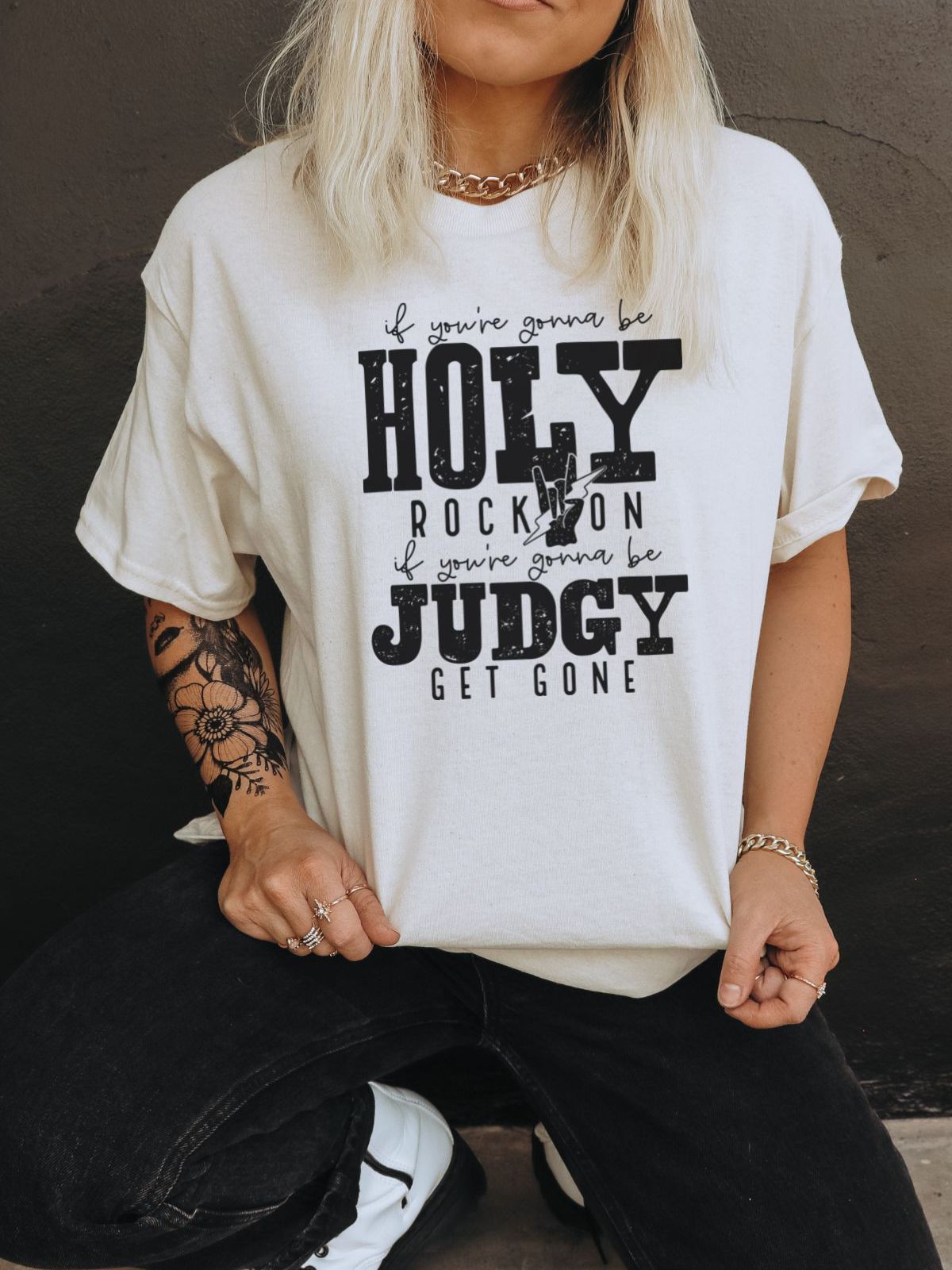 Holy Rock On Judgy Women's Tee