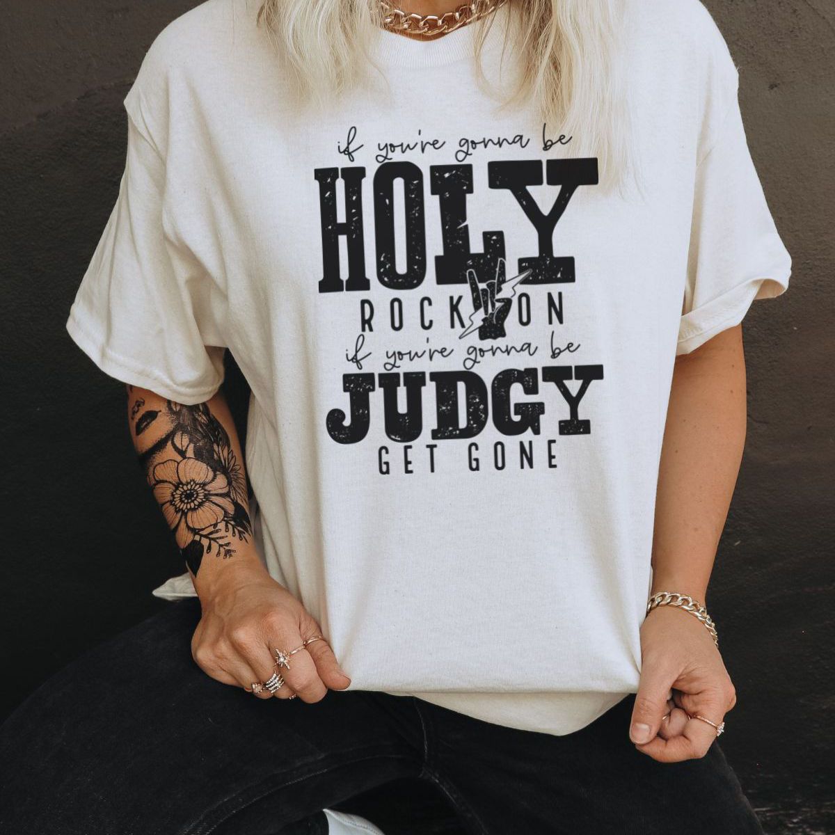 Holy Rock On Judgy Women's Tee