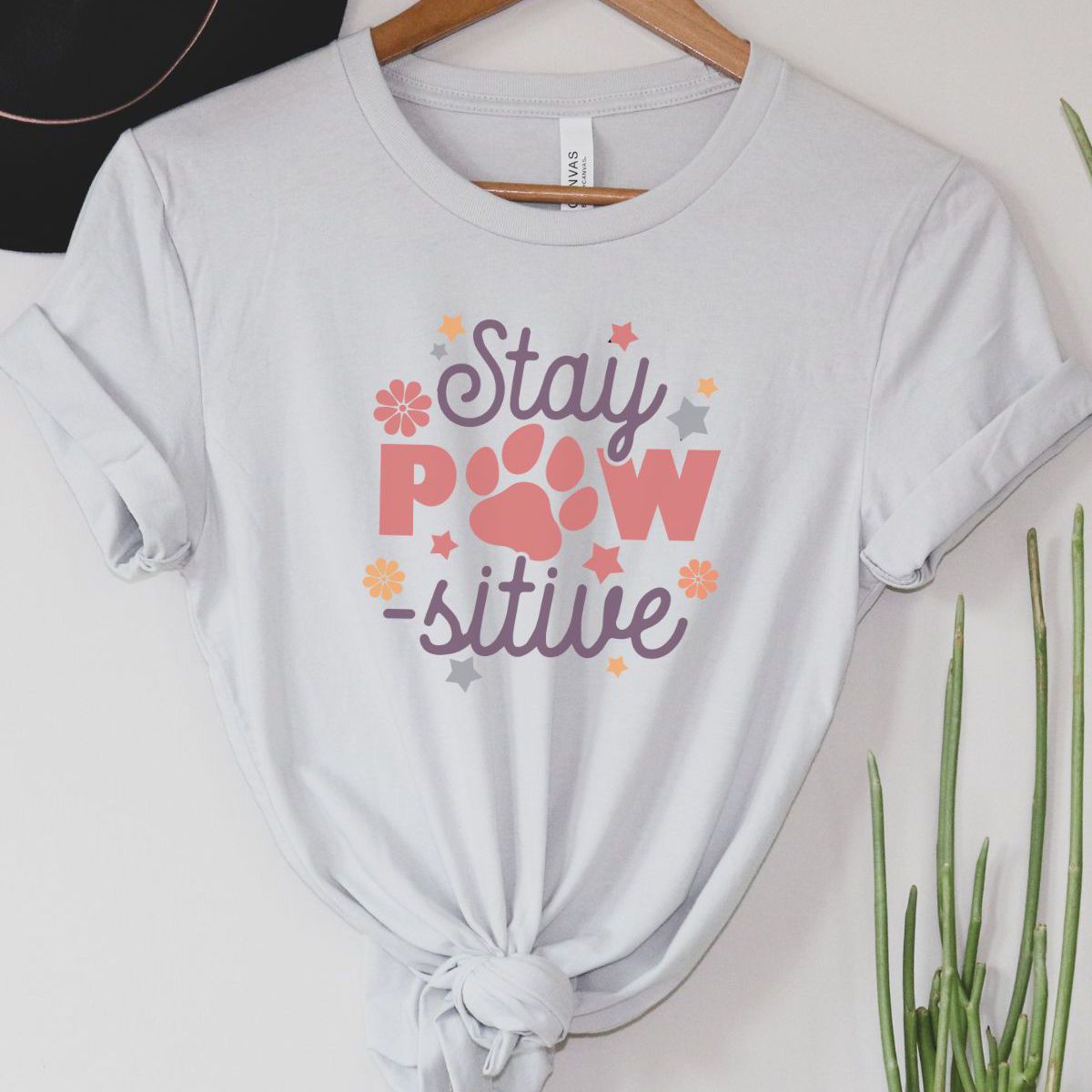 Stay Pawsitive Womens T-Shirt Spring