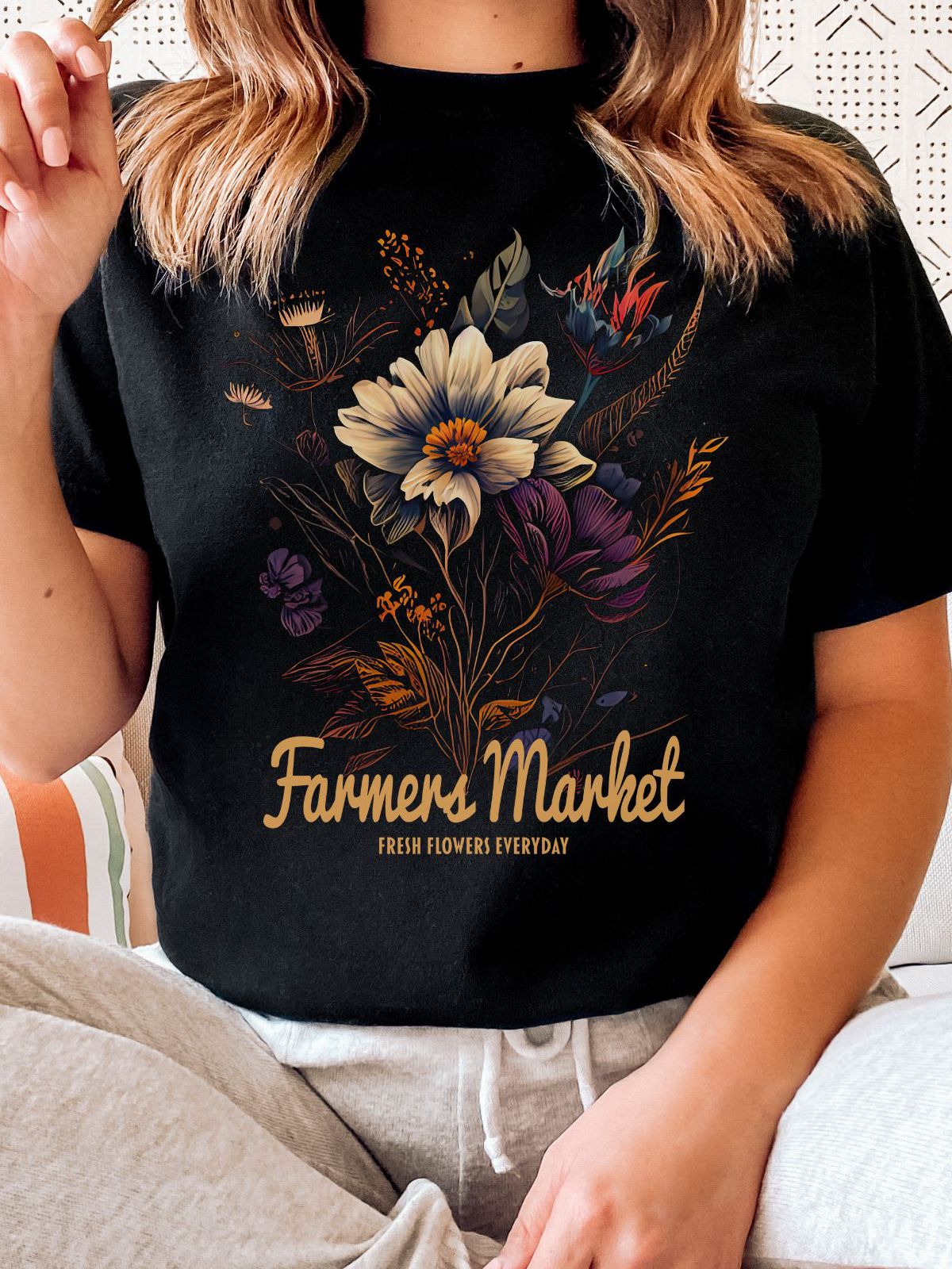 Floral Farmers Market Women's Tee Casual Wear