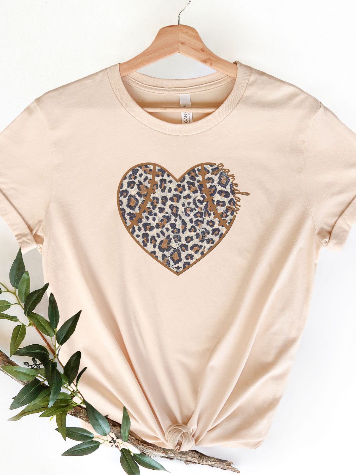 Leopard Heart Womens T-Shirt Casual