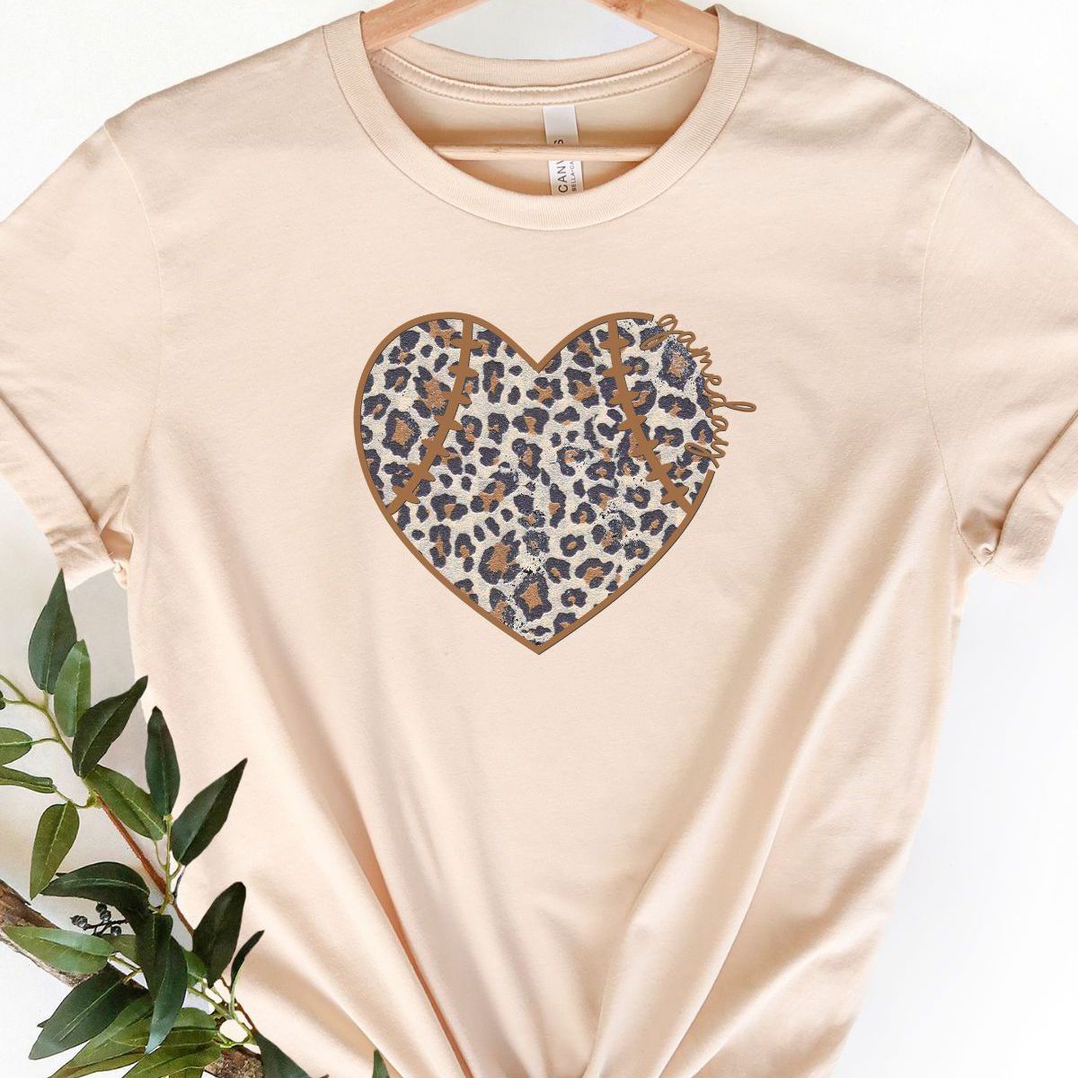 Leopard Heart Womens T-Shirt Casual