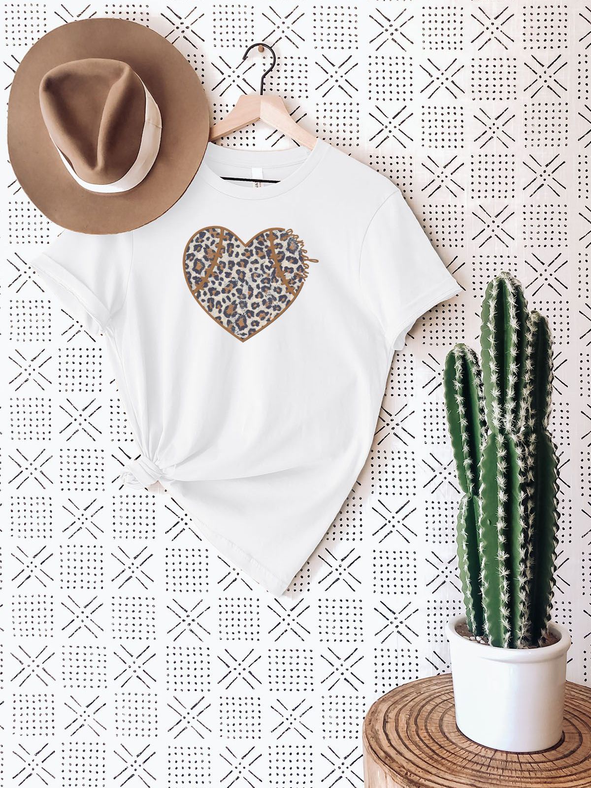 Leopard Heart Womens T-Shirt Casual