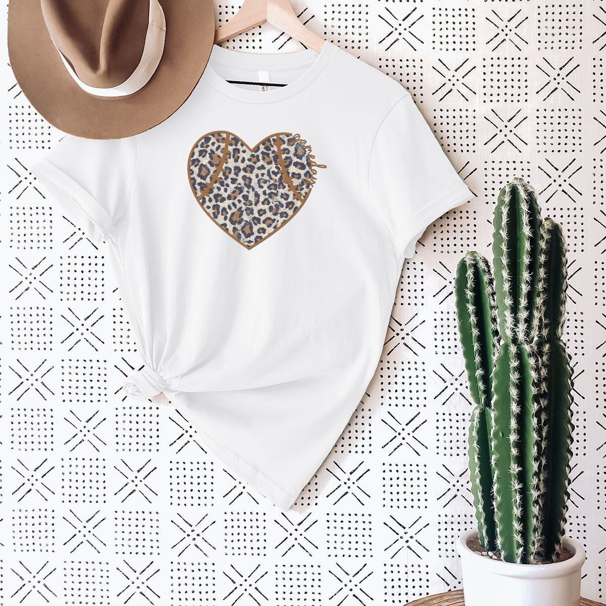 Leopard Heart Womens T-Shirt Casual