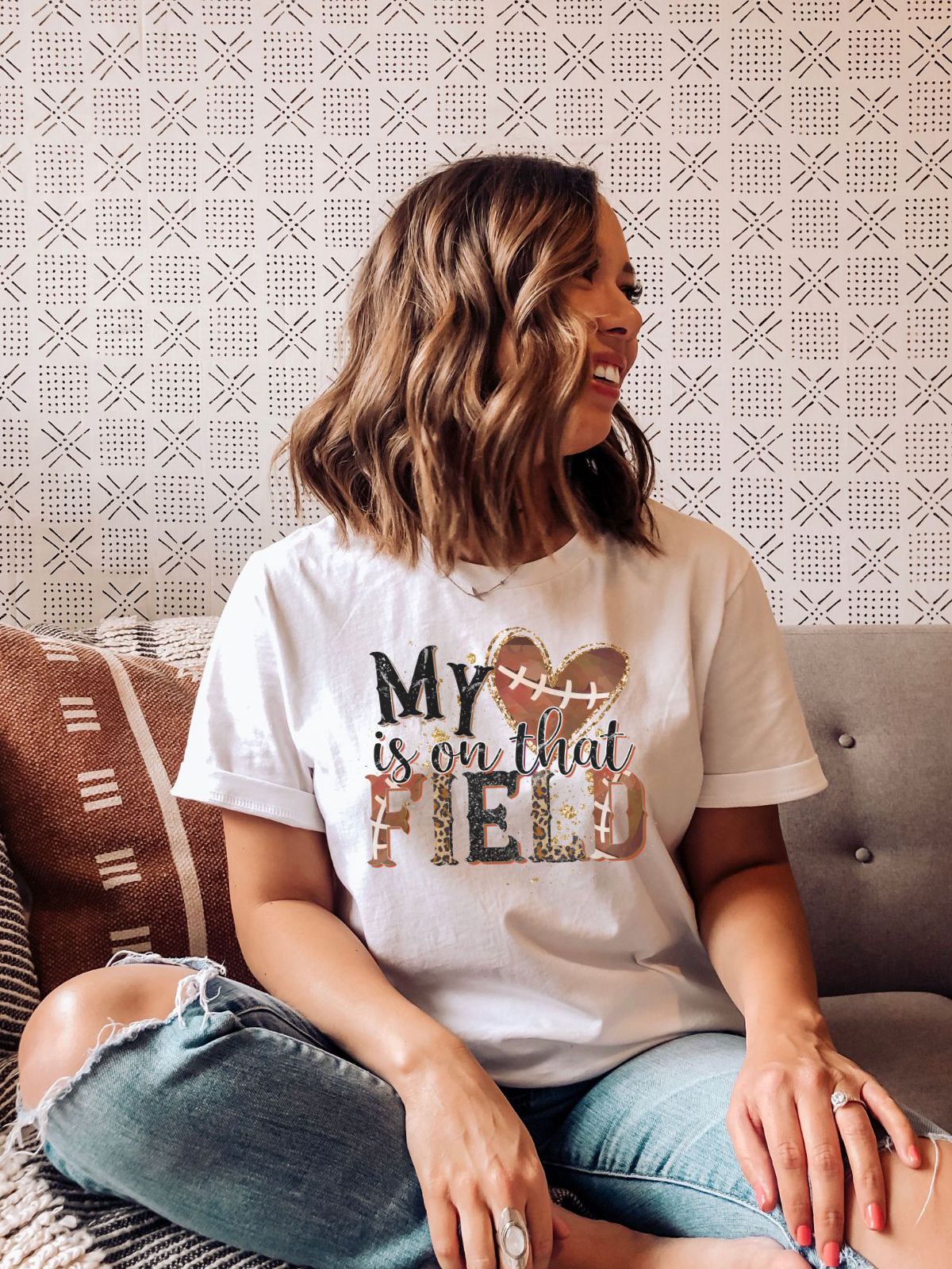 Football Mom Women's T-shirt Autumn