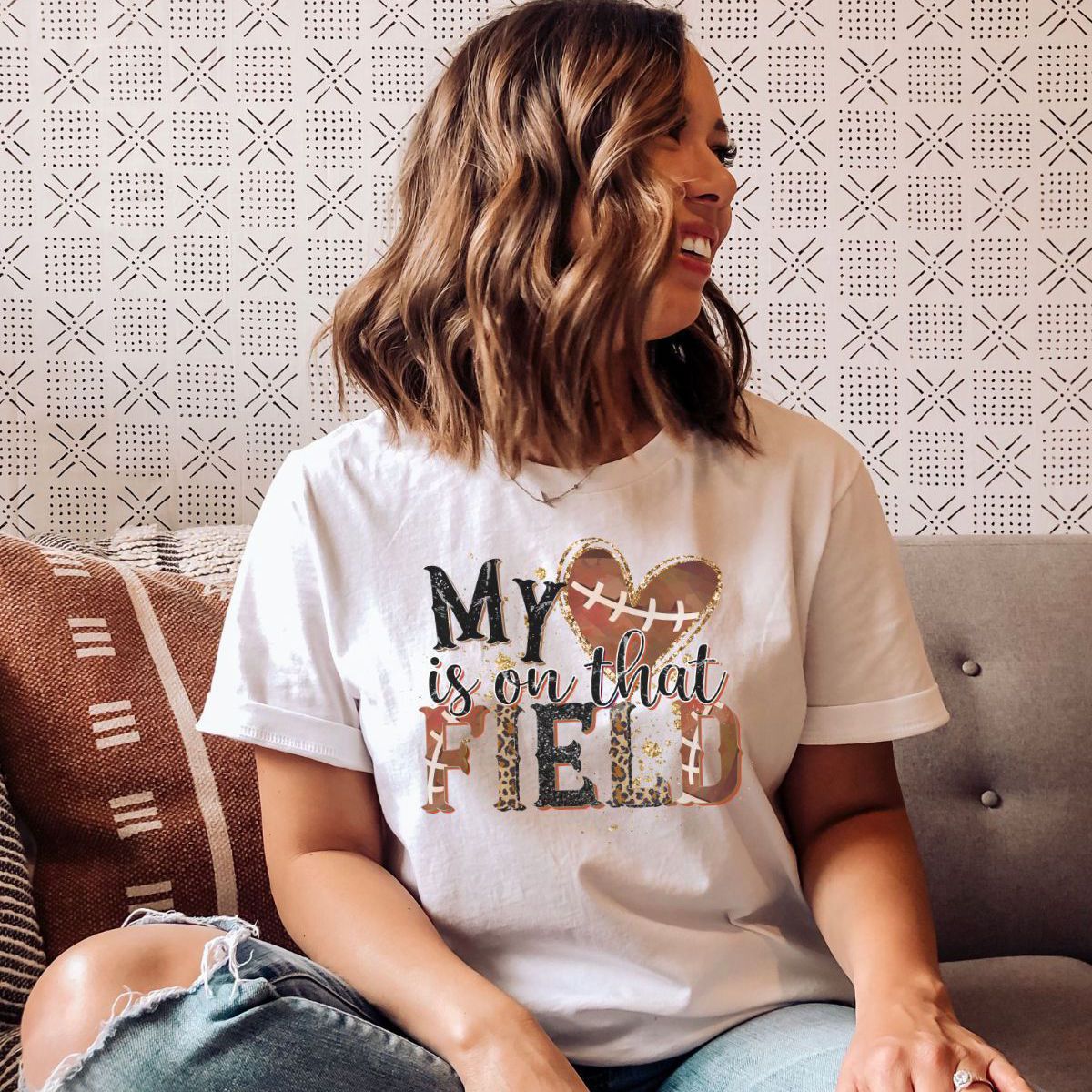 Football Mom Women's T-shirt Autumn
