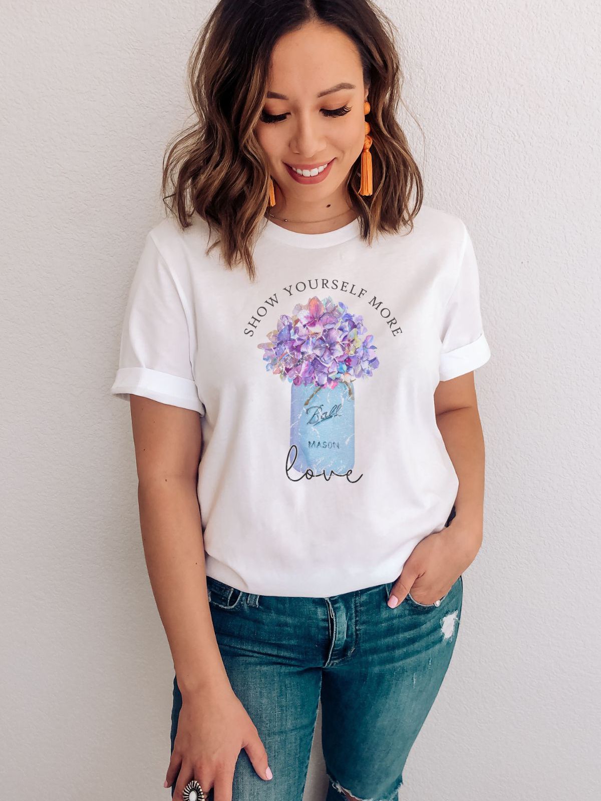Floral Women'S T-Shirt Love Casual