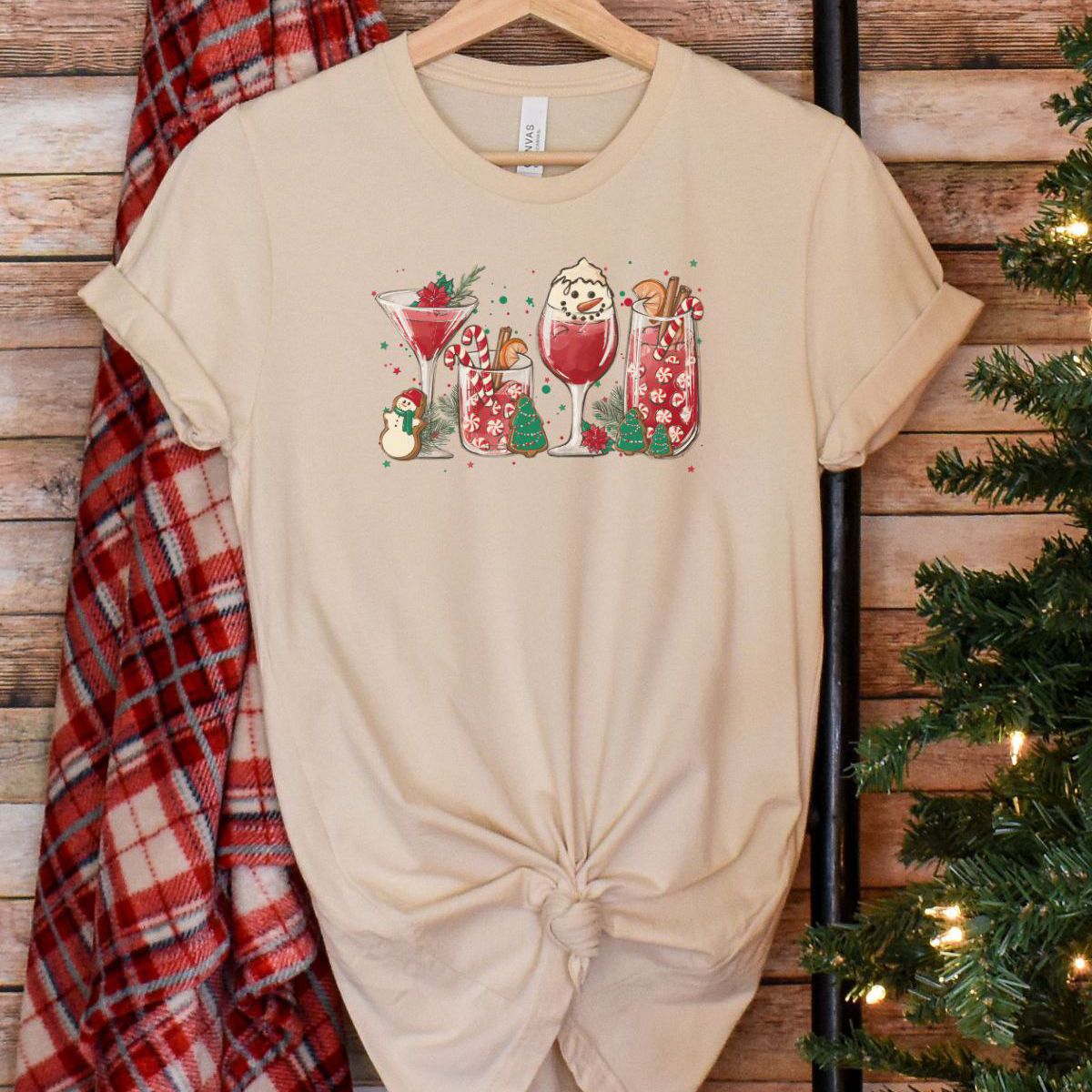 Festive Drinks Womens T-Shirt Christmas