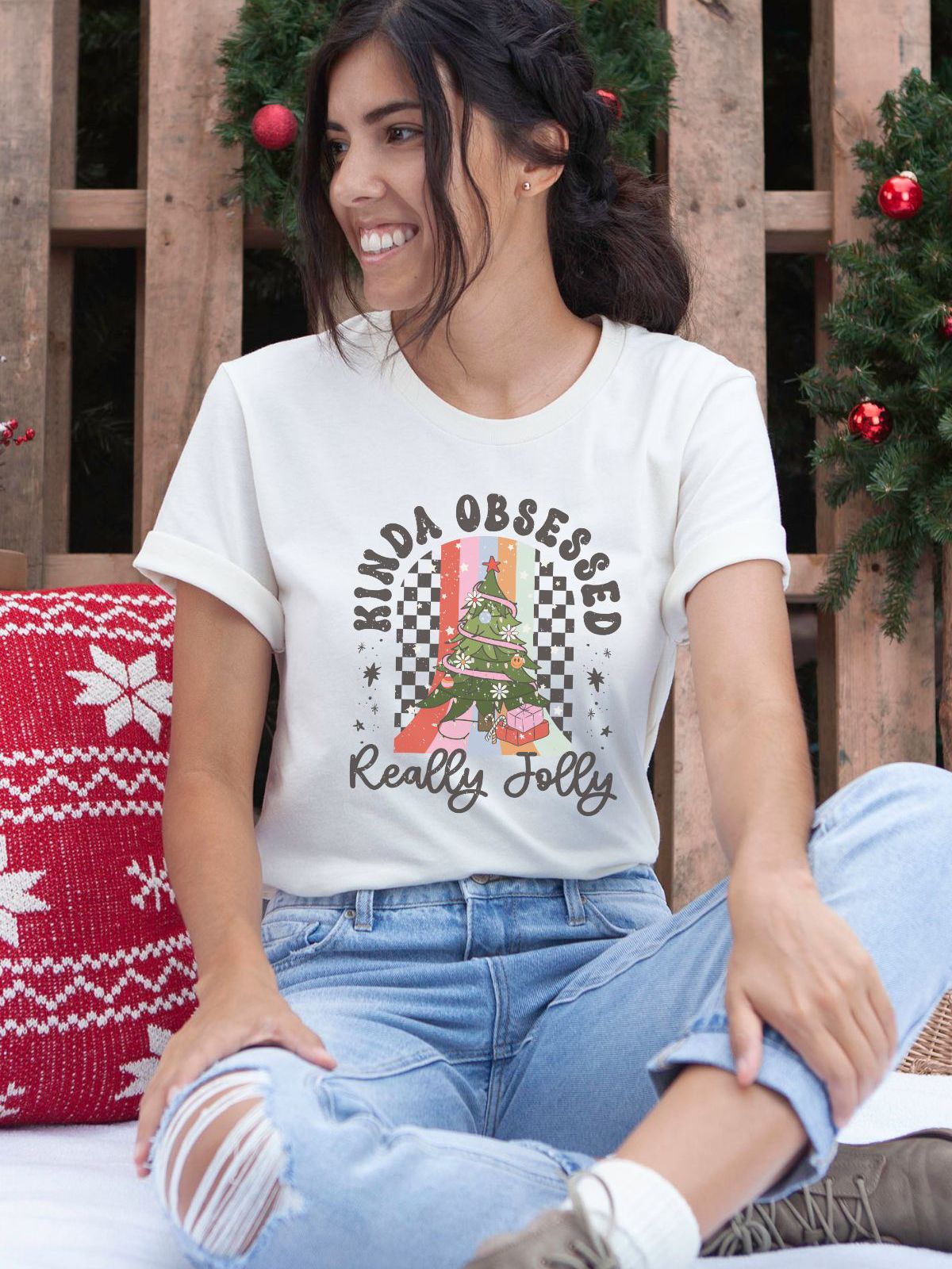 Kinda Obsessed Womens T-shirt Christmas