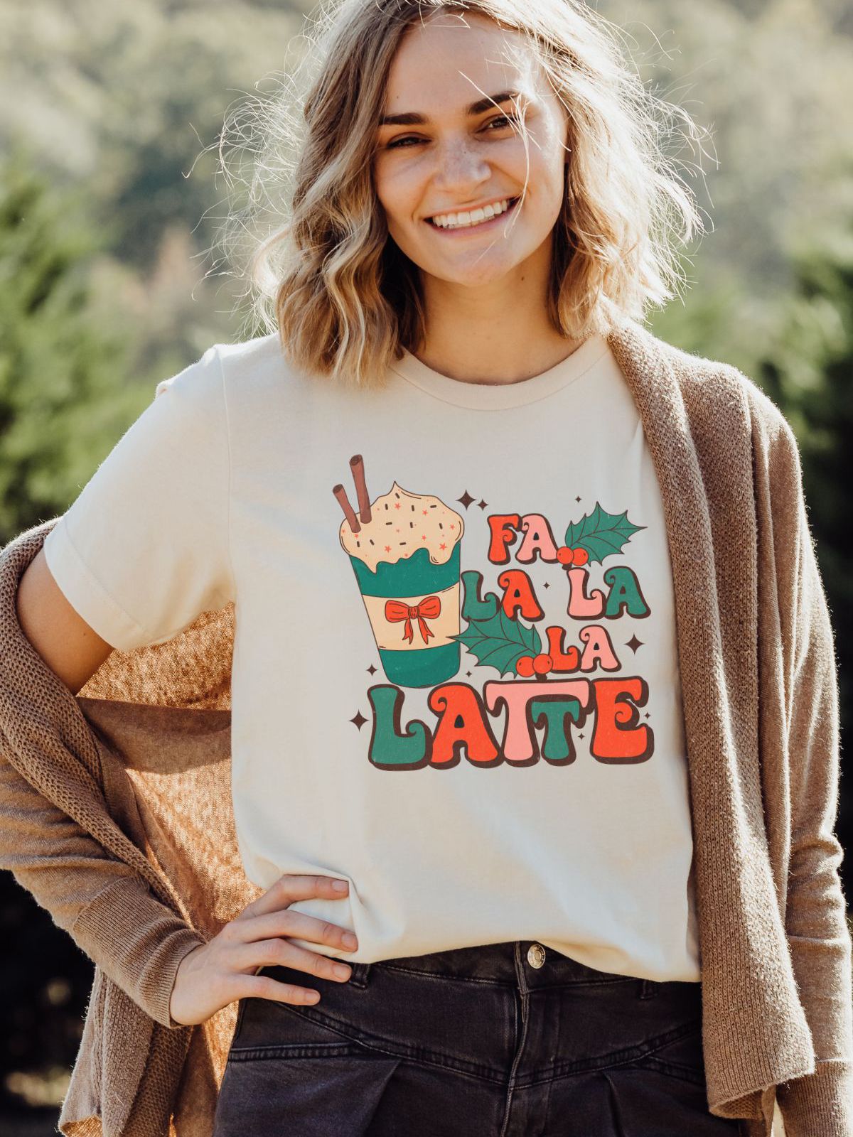 Fa La La La Latte Women T-Shirt Christmas