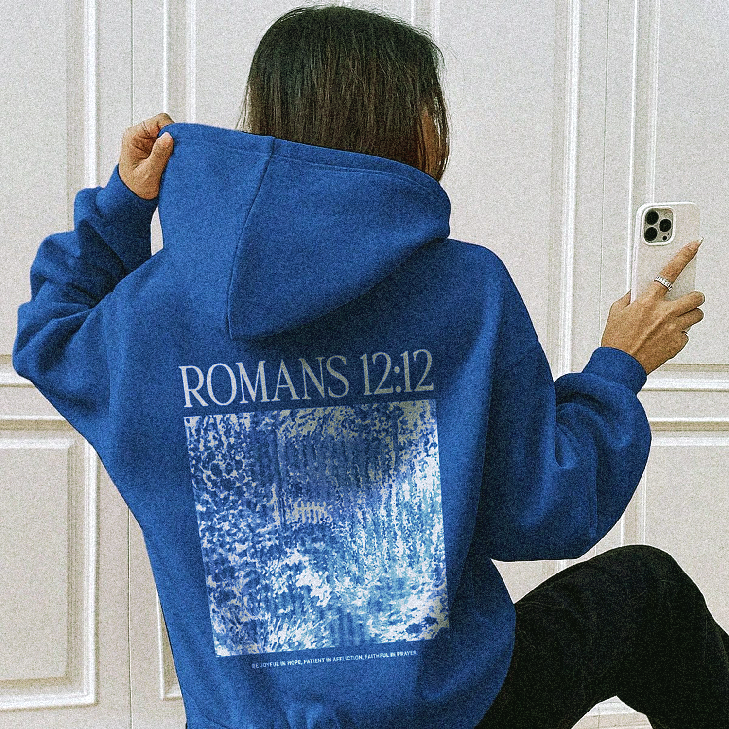 Romans 12:12 Abstract Cobalt Hoodie